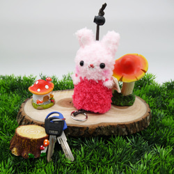 棉花糖動物鑰匙包-鑰匙包(粉兔) 第3張的照片