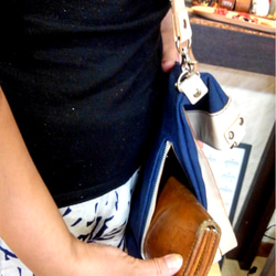 帆布×革  3way  A4対応 トートバック  ネイビー 5枚目の画像