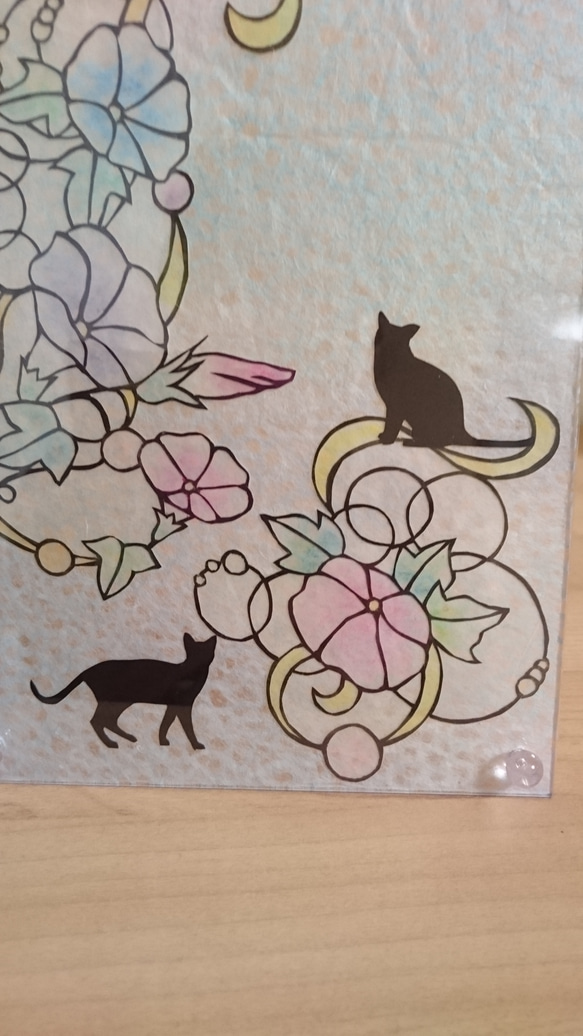 【切り絵】アサガオと黒ネコ達(^-^) 5枚目の画像