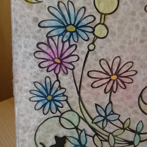 切り絵】カラフルデイジーと黒ネコ達 切り絵 oniko- 通販 3725828