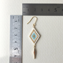 【再販】ネイティブメタルバーイヤリング・ピアス／gold×turquoise／sizeC 4枚目の画像