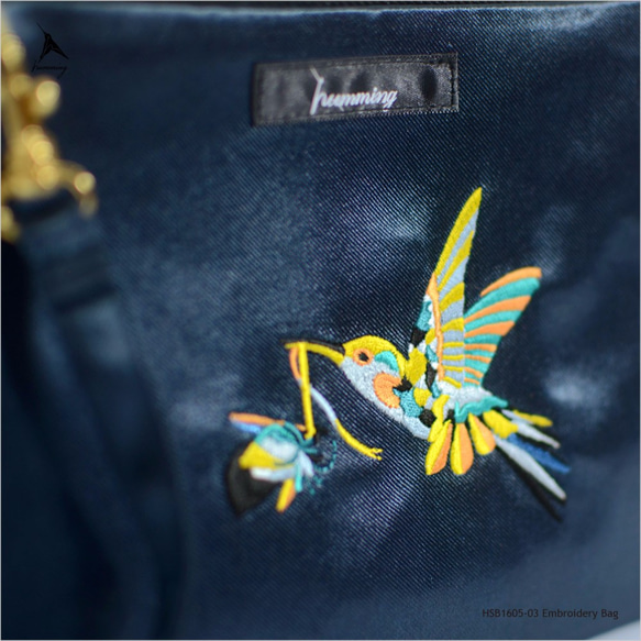 humming-送花禮的蜂鳥 Embroidery Bag〈兩用刺繡鍊包〉-藍寶石 第7張的照片