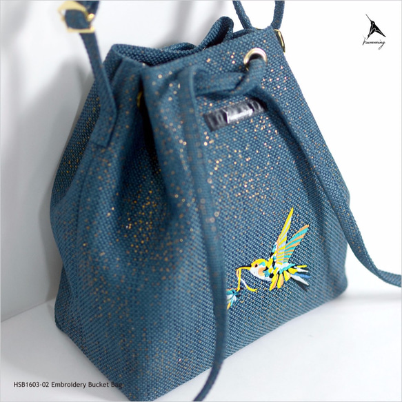 humming-送花禮的蜂鳥 Embroidery Bucket Bag〈刺繡水桶包〉 第2張的照片