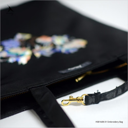 humming-蜂鳥熱氣球 Embroidery Bag 〈刺繡托特包〉黑 第2張的照片