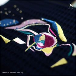 ハミング - 星空云蜂鳥 - 刺繍クラッチバッグ&lt;刺繍キャリーバッグ&gt; 3枚目の画像