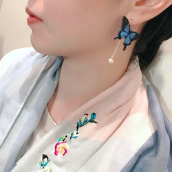 humming-天堂鳳蝶 Embroidery earrings 〈刺繡耳環〉925純銀款/蝴蝶系列/ 第5張的照片