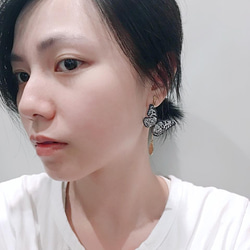 humming-大白斑蝶 Embroidery earrings 〈刺繡耳環〉不鏽鋼耳針/ 可改夾式/蝴蝶系列/ 第4張的照片