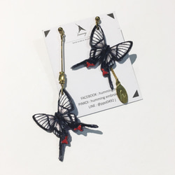 humming 空氣精靈 刺繡耳環 | 耳針 |夾式| 蝴蝶系列 第1張的照片