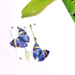 humming 枯葉蝶 刺繡耳環 | 耳針 |夾式| 蝴蝶系列 第4張的照片