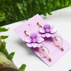humming 銀蓮花 風之花 刺繡耳環 | 耳針 |夾式| 蝴蝶系列 第2張的照片