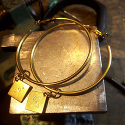 E1款-可敲字耳環(1對)-女生黃銅耳環-御匠專屬敲飾-客製敲字-手工DIY 第1張的照片