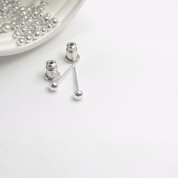 E3款-純銀耳針球體925銀針(1對)-客製耳針-型狀大小任選 第1張的照片