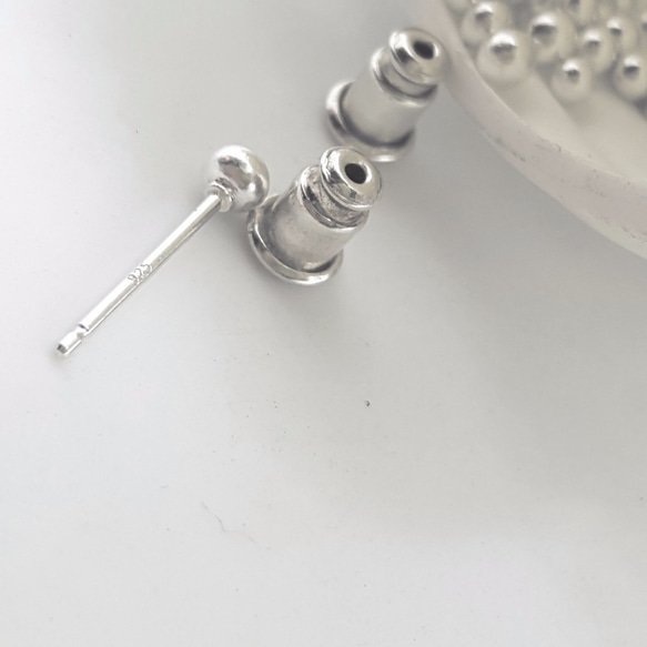 E3款-純銀耳針球體925銀針(1對)-客製耳針-型狀大小任選 第3張的照片