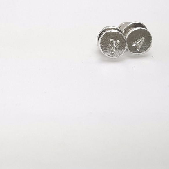 E4款-純銀耳針球體925銀針(1對)-可敲字-客製耳針 第2張的照片