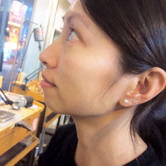 E4款-純銀耳針球體925銀針(1對)-可敲字-客製耳針 第4張的照片
