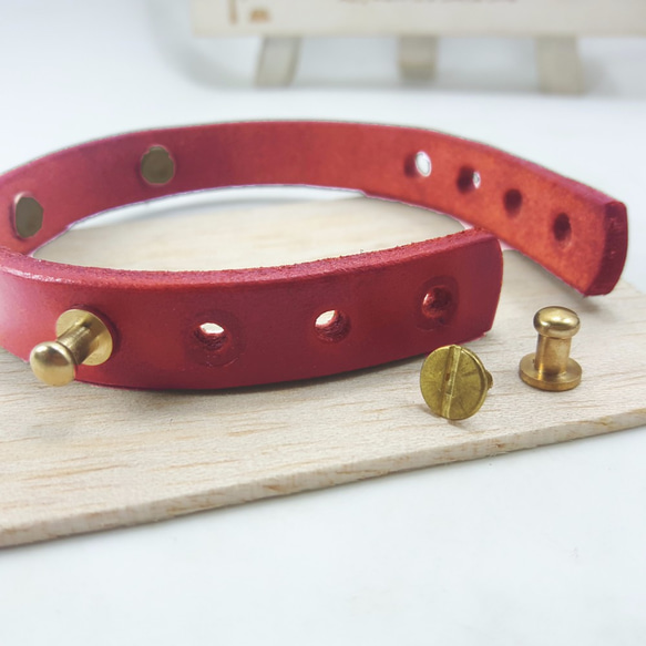 A10款-純銅皮手環(洋紅)-可客製敲字-手工DIY 第4張的照片