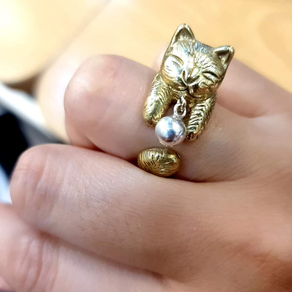 M24款-黃銅戒指-貓咪造型-御匠專屬敲飾-客製敲字-手工DIY 第3張的照片