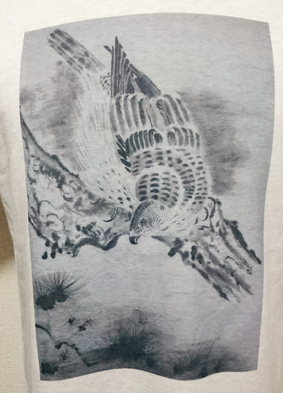 雪村「松鷹図」半袖アッシュTシャツ 2枚目の画像