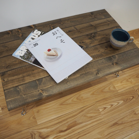 【70x45size】天然木 折りたたみ ローテーブル(ウォールナットカラー) 3枚目の画像