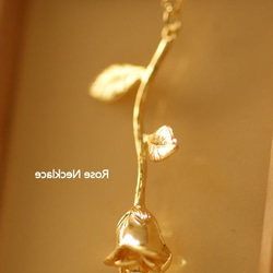 【ネックレス】K16GPゴールド・ローズのネックレス(全長約45cm) 2枚目の画像