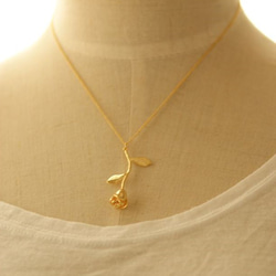 【ネックレス】K16GPゴールド・ローズのネックレス(全長約45cm) 3枚目の画像