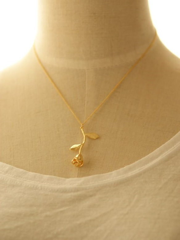 【ネックレス】K16GPゴールド・ローズのネックレス(全長約45cm) 3枚目の画像