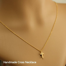 【ネックレス+ピアス】K16GPゴールド・クロスのネックレスとピアスセット 5枚目の画像