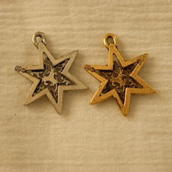 us50【USA製チャーム】銀古美・星(3個)/USA pendant silver star (3p) 2枚目の画像