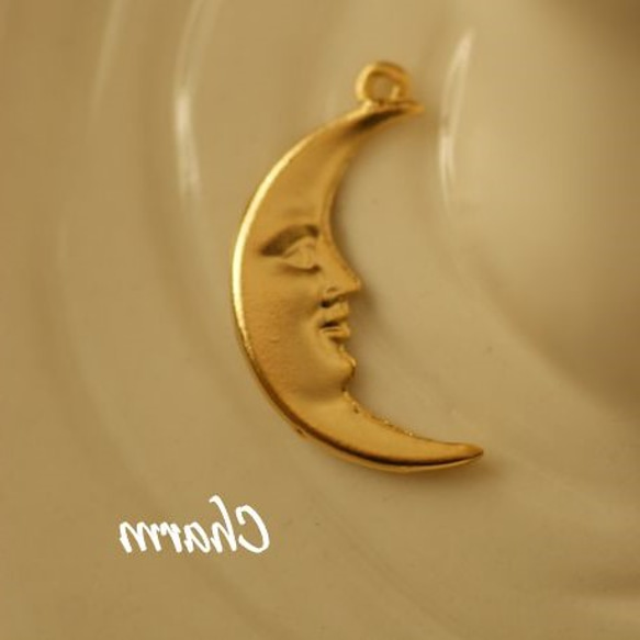 BO37K14GPゴールド・月(4個)/Metal Pendant gold moon (4p) 1枚目の画像