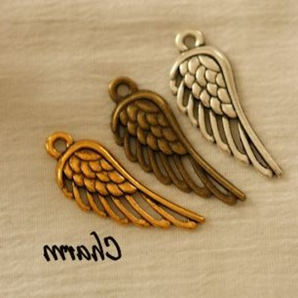 m84/メタルチャーム・金古美・翼(10個)/Pendant gold bronze(10p) 1枚目の画像