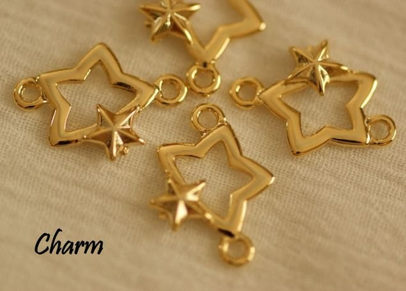 メタルチャーム・K16GPゴールド・星(4個)/Pendant gold star(4p) 1枚目の画像