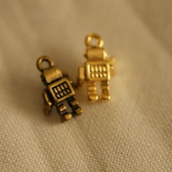 r370/メタルチャーム・金古美・ロボット(5個) 2枚目の画像