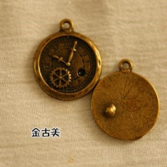 n78/メタルチャーム・デコ・金古美・時計(5個) 1枚目の画像