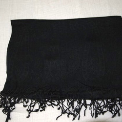 手織り シルクｘカシミア ストール カシミール ペイズリー　黒色 5枚目の画像