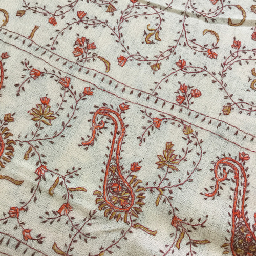 手刺繍ストール カシミール ペイズリー ピンクベージュ 商品番号