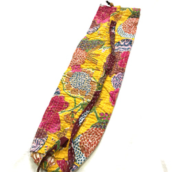 ヨガマットバッグ(黄色・花柄) 　手縫いハンドステッチ　商品番号201 2枚目の画像