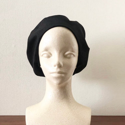 人気‼️カタチにこだわるベレー帽　艶黒キレイなリネンコットン 5枚目の画像