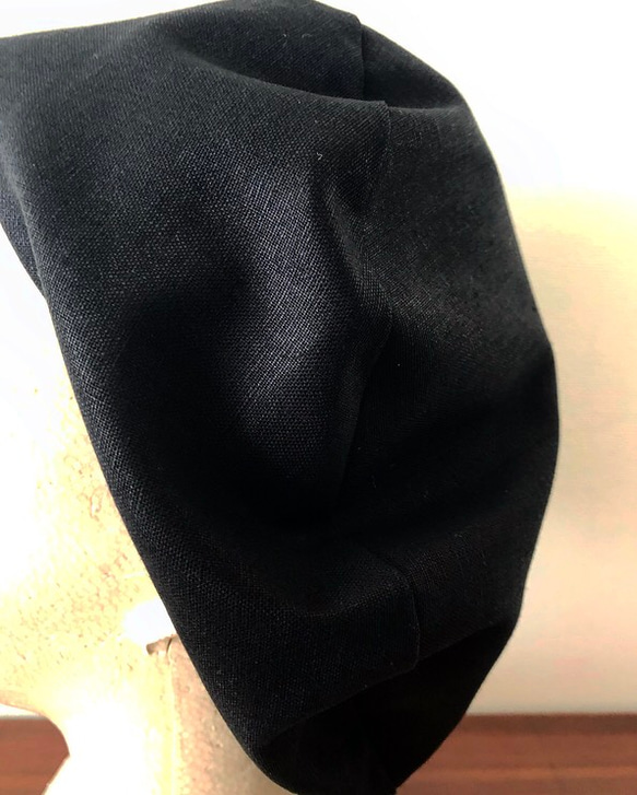 人気‼️カタチにこだわるベレー帽　艶黒キレイなリネンコットン 6枚目の画像