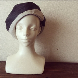 パリ風  フレンチリネンのベレー帽 4枚目の画像