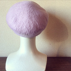 ポワッとかわいい❗️オールハンド羊毛フェルトのベレー帽　クールなベビーピンク 3枚目の画像