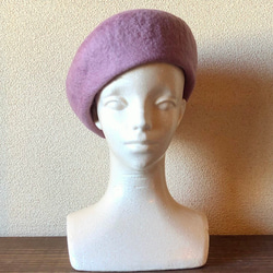ポワッとかわいい❗️オールハンド羊毛フェルトのベレー帽　スモーキーカラー 3枚目の画像