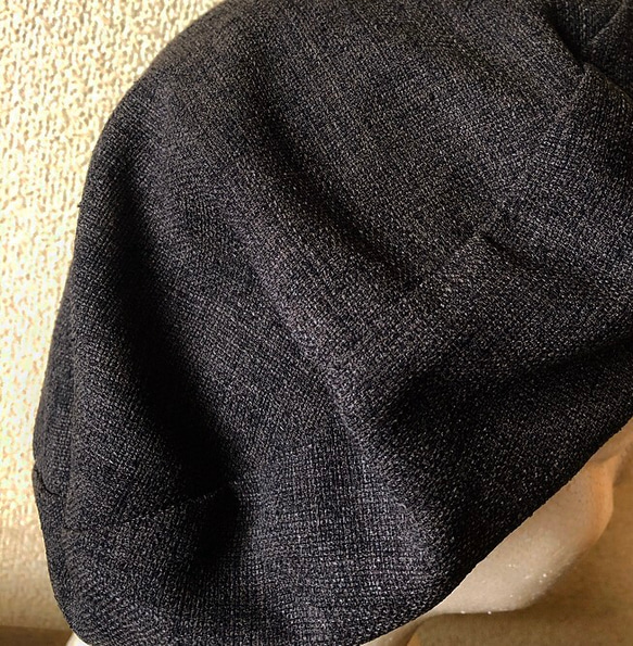 残り一個‼️カタチにこだわるベレー帽　コットンリネン　コーヒーブラウン 3枚目の画像
