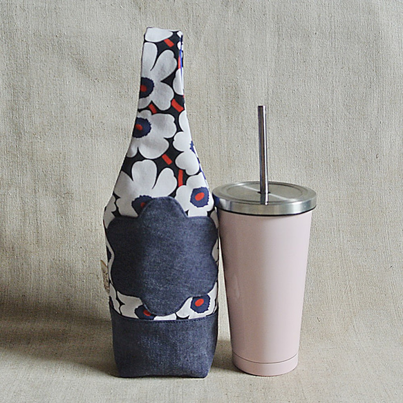 罌粟藍底白花-水壺袋/保溫杯袋/傘袋 第4張的照片