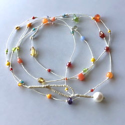 SENT オレンジアクセントのビーズネックレス 062f059161adf4305aa3b1538c55f2
