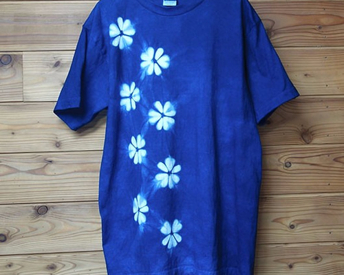 匿名配送 有松絞りの店 中濵 藍染華 しぼり Tシャツ 匿名配送 有松絞りの店 中濵 藍染華 しぼり Tシャツ ブラック