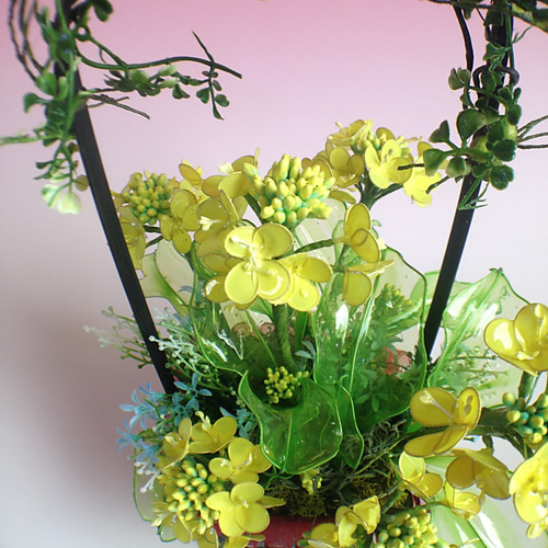 サービス品！送料無料】アメリカンフラワー・菜の花のカゴ