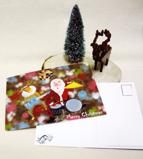 PuChi/明信片/聖誕卡片/Christmas/搖滾樂手老公公/聖誕老爺狂想曲(4款任選) 第2張的照片