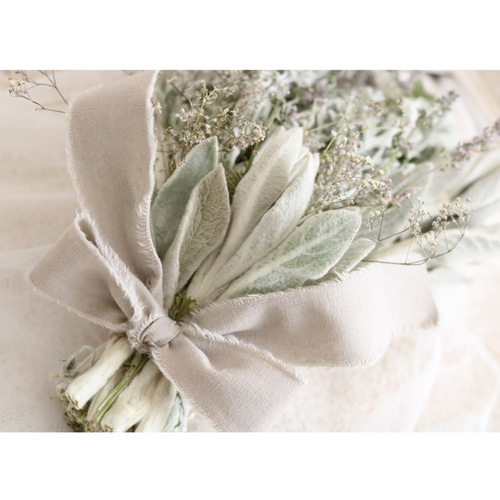 ラムズイヤーとキャットミントのナチュラルスワッグ ドライフラワー K