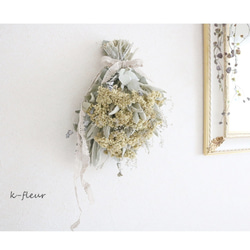 『夏の福袋』ユーカリと白いお花たちのスワッグ 3枚目の画像