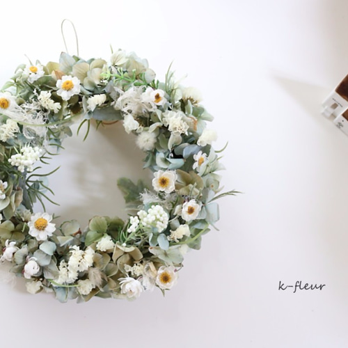 フラワー・リース Kn5 ホワイトフラワーリース(35cm) | 【公式】Michika Flower Design